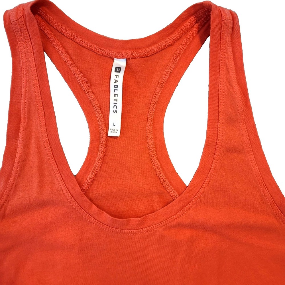 Fabletics Orange‎ Racerback Tank Top large Cotton Blend Athletic Summer Comfort
